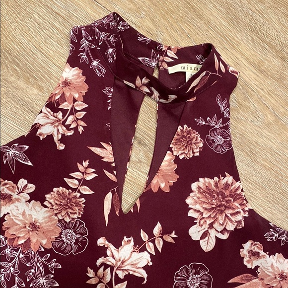 Miami Burgundy and Pink Floral Dress - Picture 2 of 2